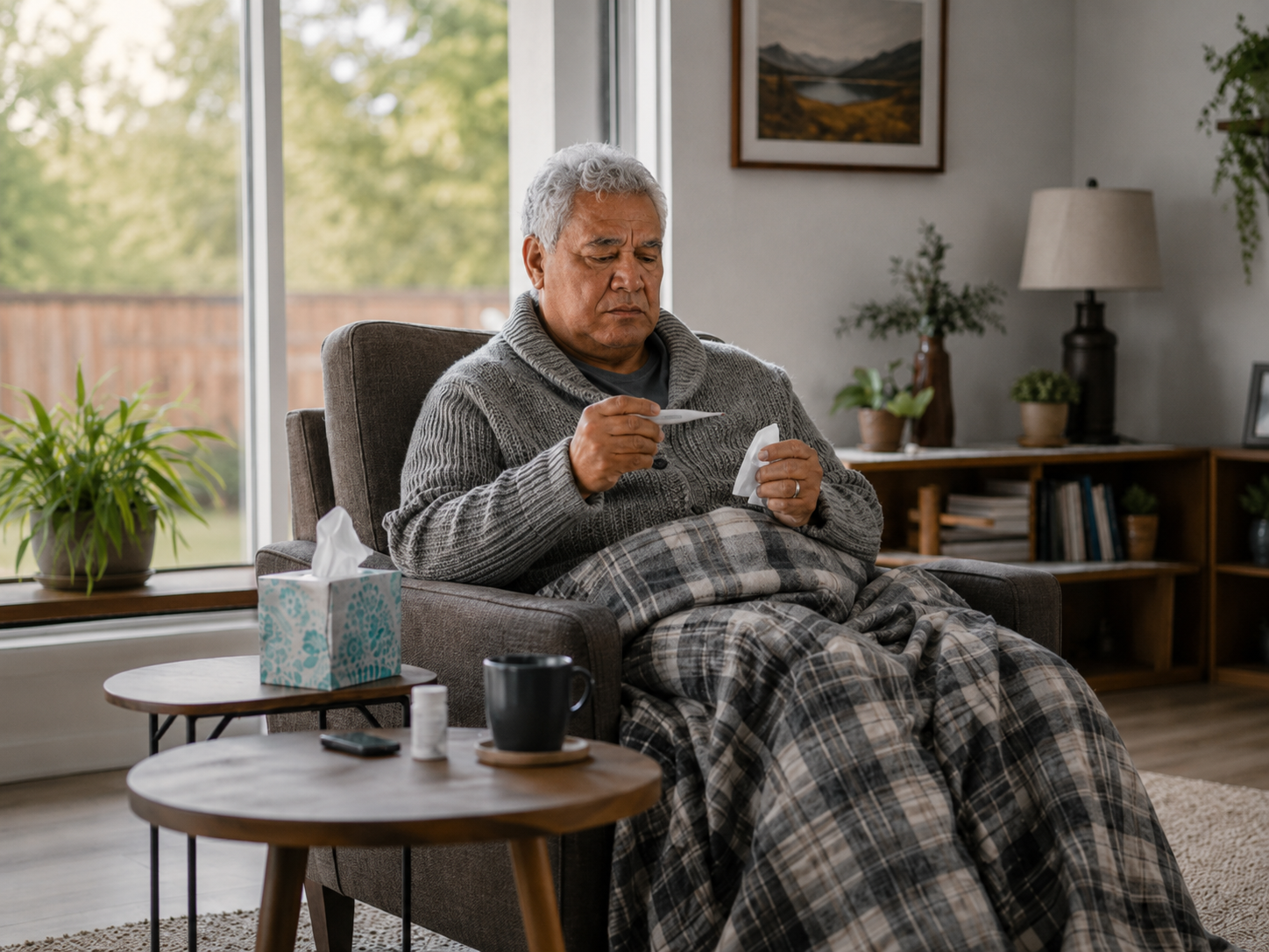 man with flu